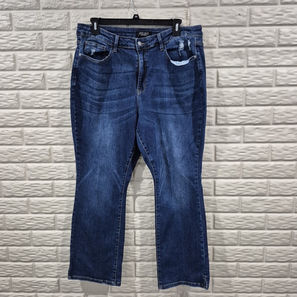Judy‎ Blue Jeans Womens 22W Slim Bootcut Distressed Dark Wash Western Stretch
